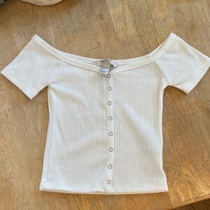 Forever 21 white Off-Shoulder Ribbed Top